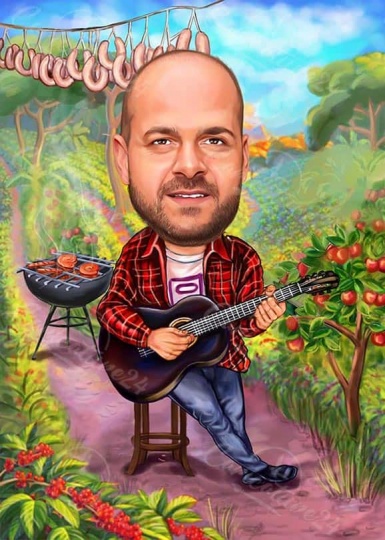 Custom Hand Drawn Guitarist Caricature